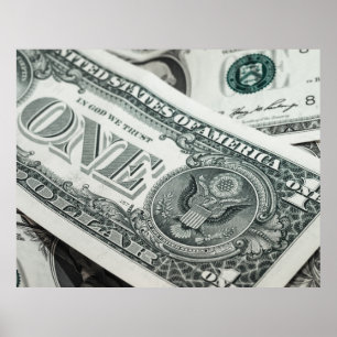 One Dollar Bill Money Macro Close Up Poster