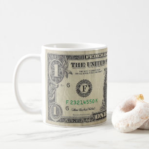 One Dollar Bill Mug,White Coffee Mug