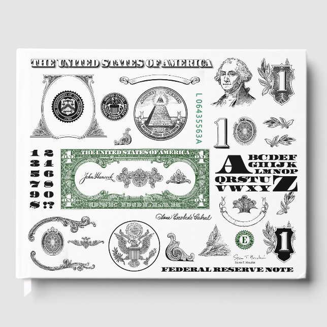 One Dollar Bill Pattern Guest Book (Front)