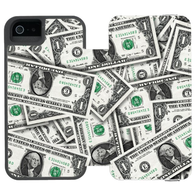 One Dollar Bill Pattern Incipio iPhone Wallet Case (Folio Open)