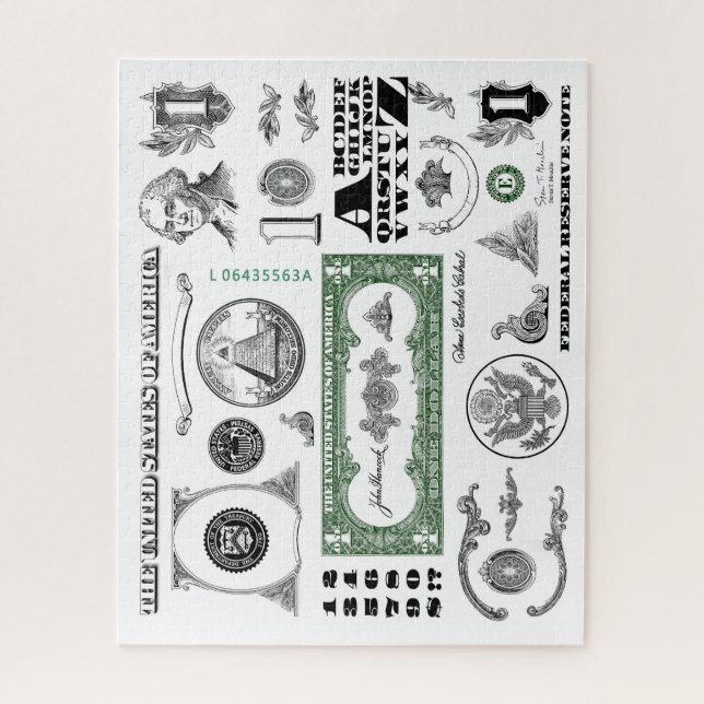 One Dollar Bill Pattern Jigsaw Puzzle (Vertical)