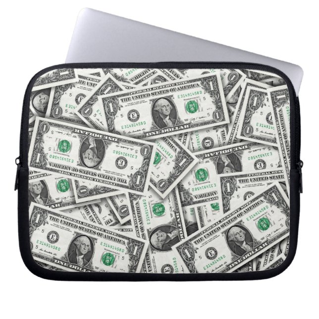 One Dollar Bill Pattern Laptop Sleeve (Front)