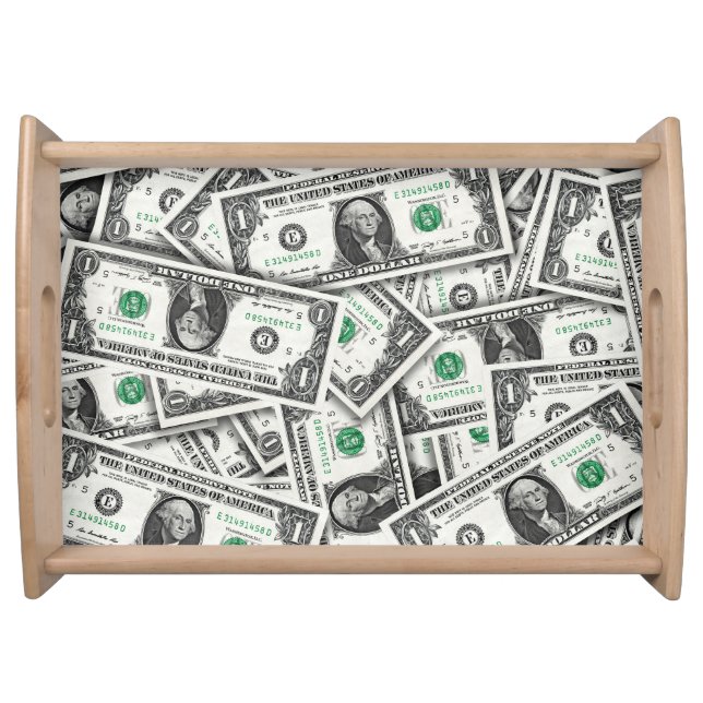 One Dollar Bill Pattern Serving Tray (Front)