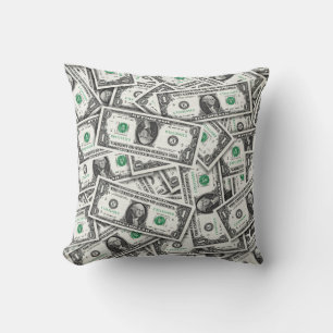 One-Dollar Bill Pattern Throw Pillow