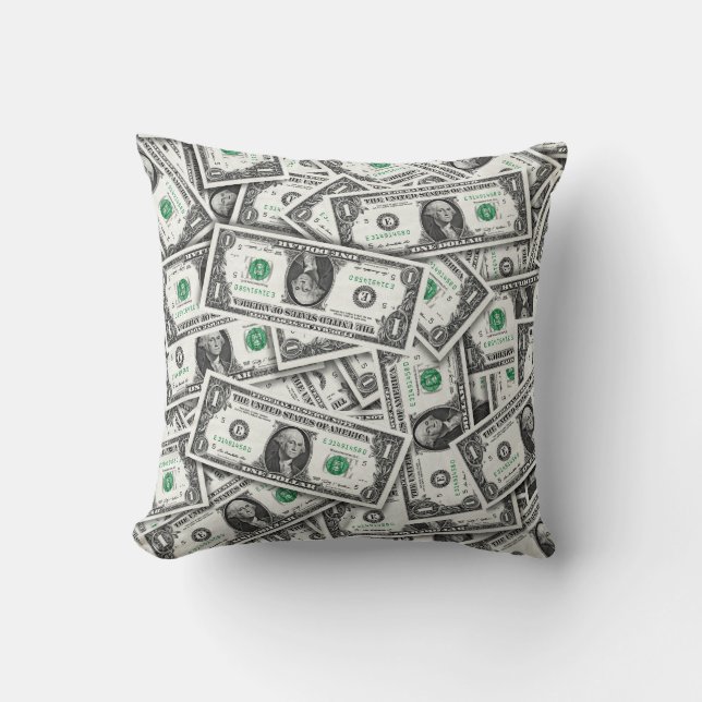 One-Dollar Bill Pattern Throw Pillow (Front)