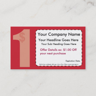 One Dollar Off Coupon Card