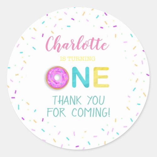 ONE doughnut birthday Classic Round Sticker