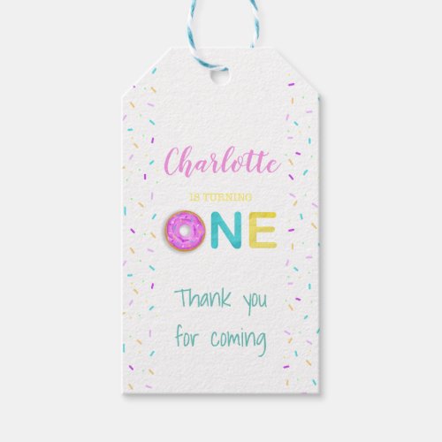 ONE doughnut birthday Gift Tags