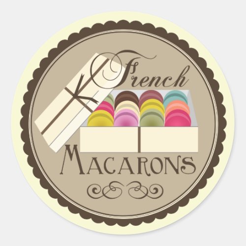 One Dozen French Macarons In A Gift Box Classic Round Sticker