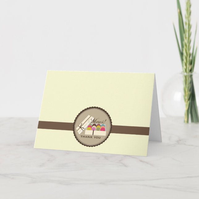 One Dozen French Macarons Merci Thank You Card (Front)