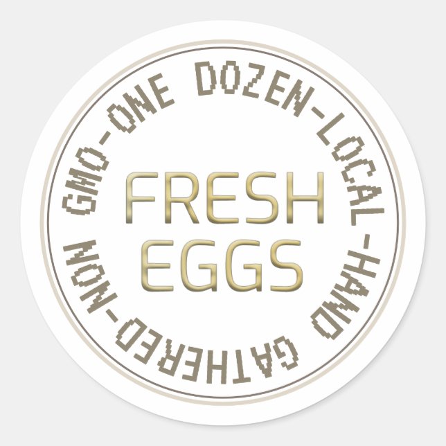 One Dozen Local Hand Gathered Fresh Eggs Emblem Classic Round Sticker (Front)