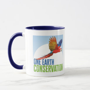 One Earth Conservation coffee mug blue interior