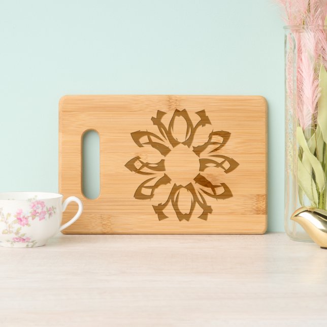 One Element Floral Pattern  Engraved Cutting Board (Upright)
