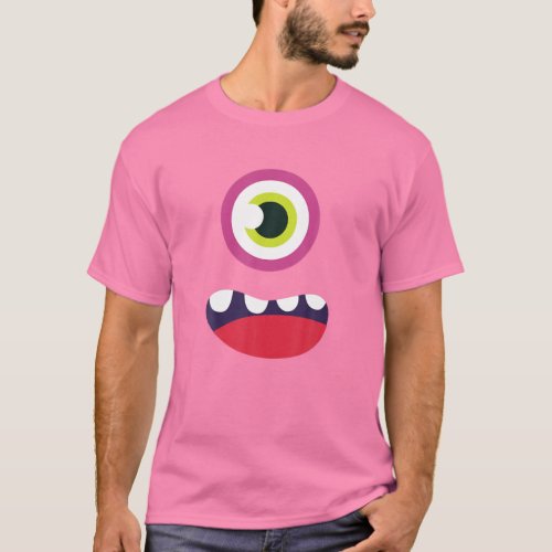 One Eye Pink Monster Face Funny Halloween Matching T_Shirt