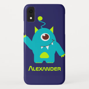 One eyed alien kids blue green name iPhone XR case
