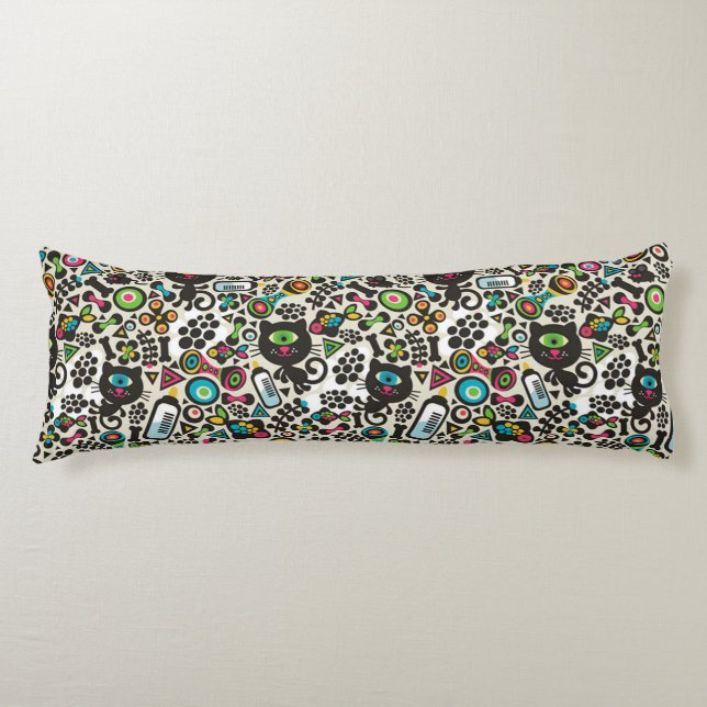 One Eyed Black Cat Body Pillow (Front)