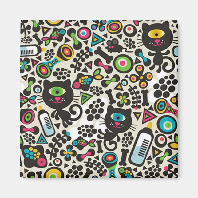 One Eyed Black Cat Magnet (Front)