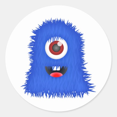 One eyed blue monster classic round sticker
