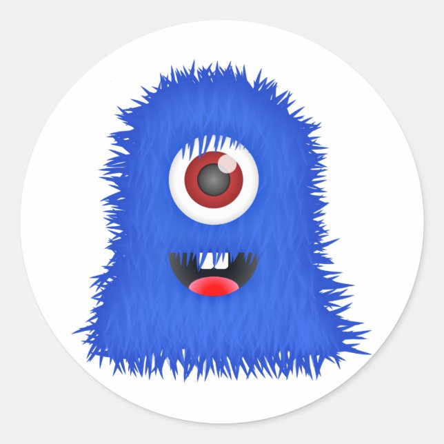 One eyed blue monster classic round sticker (Front)