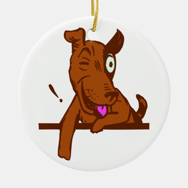 ONE EYED DOG ROUND ORNAMENT (Front)