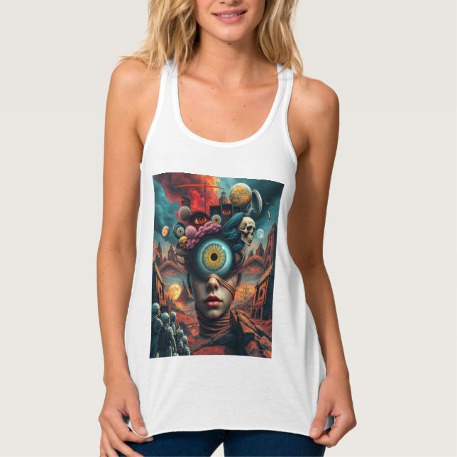 One-Eyed Dreamer: Surrealist Art T-Shirt Tank Top (Front)