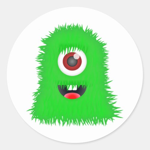 One eyed green monster classic round sticker