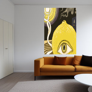 One eyed Lemon face    AI Art  Poster