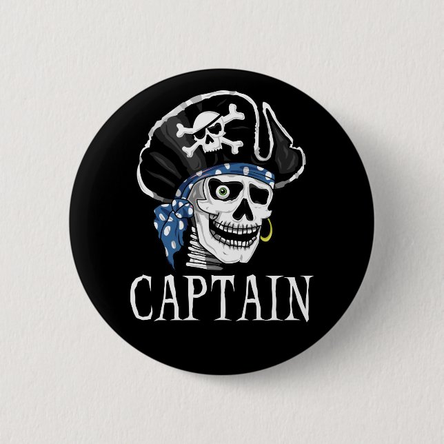 One-eyed Pirate Captain Button (Front)