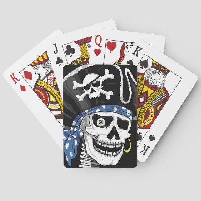One-eyed Pirate Skull Poker Cards (Back)