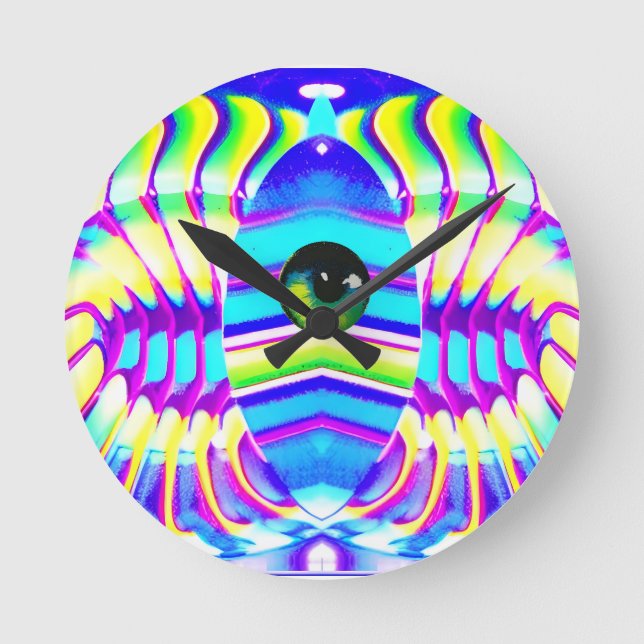 One-Eyed Star Beast Ken Gage Psychedelic Art Round Clock (Front)
