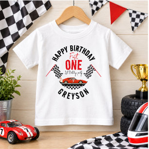 One Fast Race Car Boy 1st Birthday Party Baby T-Shirt