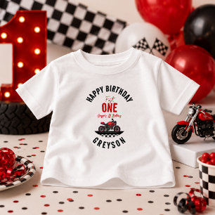 One Fast Race Motorcycle Boy 1st Birthday Party Baby T-Shirt