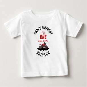 One Fast Race Motorcycle Boy 1st Birthday Party Baby T-Shirt