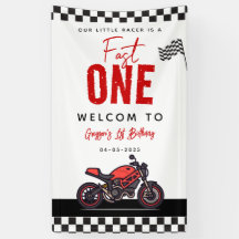 One Fast Race Motorcycle Boy 1st Birthday Party