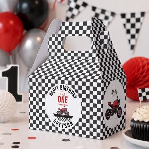 One Fast Race Motorcycle Boy 1st Birthday Party Favor Boxes