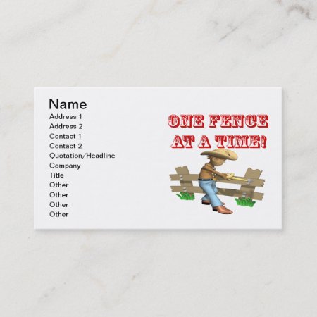 One Fence At A Time Business Card