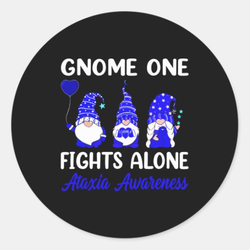 One Fights Alone Blue Ribbon Ataxia Awareness  Classic Round Sticker