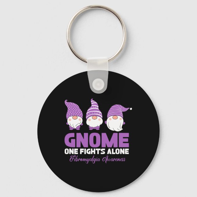One Fights Alone Fibromyalgia Awareness Fibro Warr Keychain (Front)