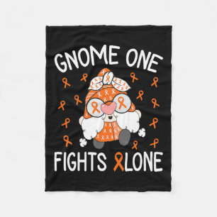 One Fights Alone Leukemia Awareness Gnome Pun 1  Fleece Blanket