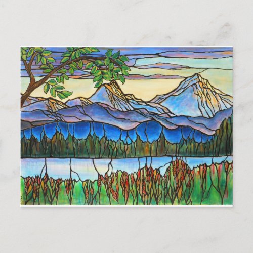 One Fine Day Stained Glass Landscape Art Postcard