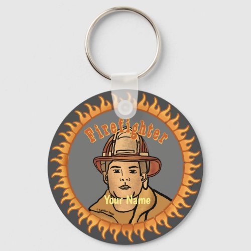 One Firefighter custom name  keychain