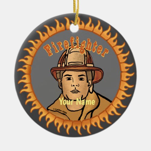 One Firefighter custom name ornament