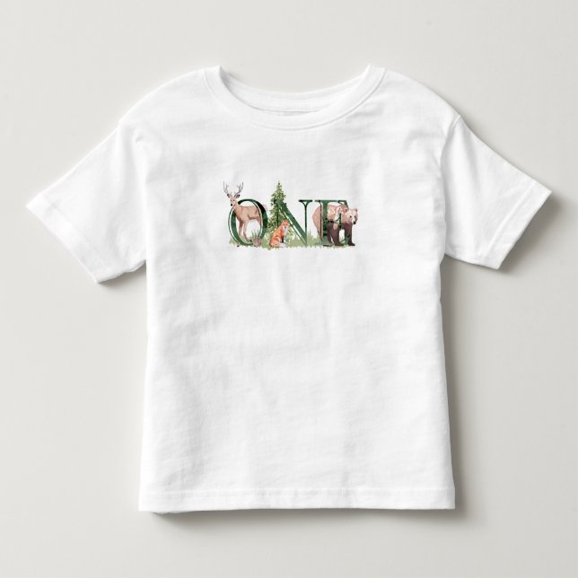 One First Birthday 1st Woodland Cute Toddler T-shirt (Front)