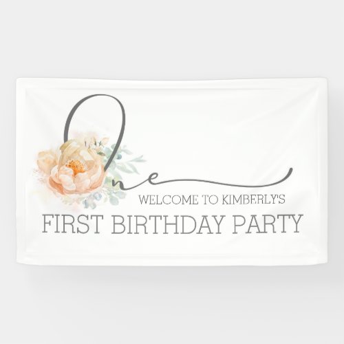 One _ First Birthday Party Floral Cute Welcome Banner