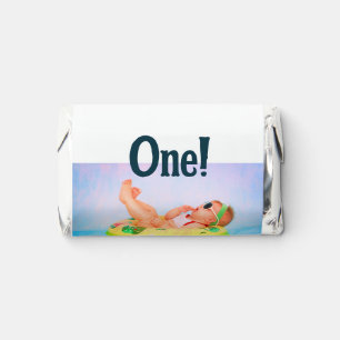 One first birthday photo modern add name date  hershey's miniatures
