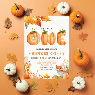 One First Birthday Pumpkin Invitation