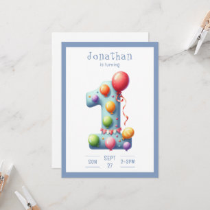 One First Year Simplistic Birthday Invitation