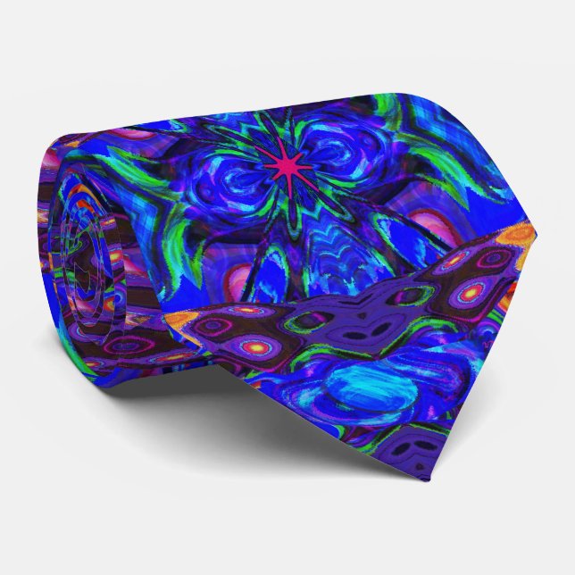 One Fish, Two Fish, Blowfish, Blue Fish abstract Neck Tie (Rolled)