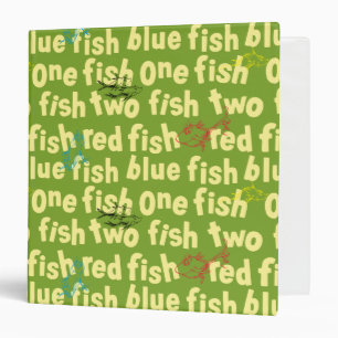One Fish Two Fish Typography Pattern 3 Ring Binder
