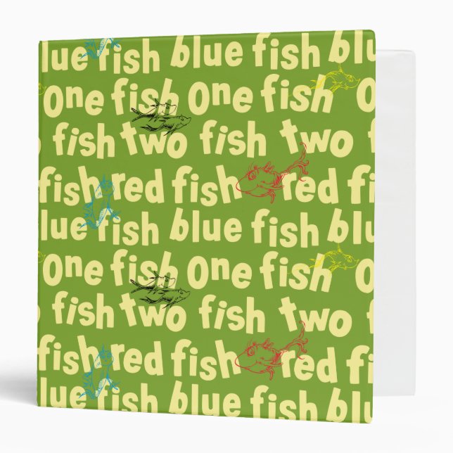 One Fish Two Fish Typography Pattern 3 Ring Binder (Front/Inside)